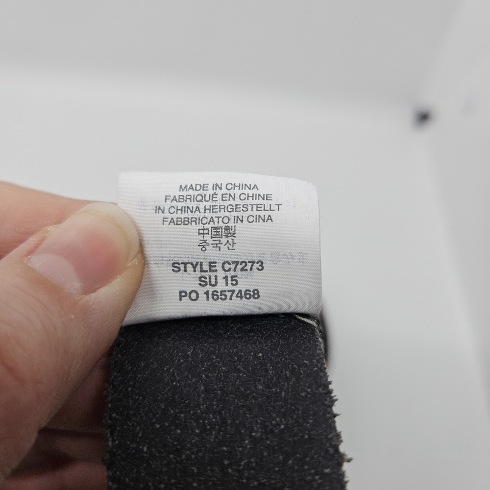 J. Crew black leather belt with silver tone buckle and beaded detail S/M - Picture 4 of 7